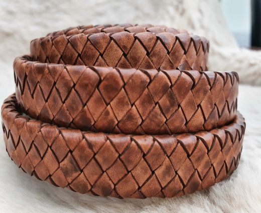 Oval Braided Leather Cord-15.5 by 4.5mm-PB- 04 