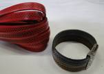 Design Embossed Leather Cord - 10mm - Bricks style-Red