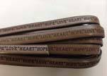 Real Flat Leather-10mm-Hope Love Heart style-brown-natural