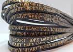 Real Flat Leather-10mm-Hope Love Heart style-grey with gold