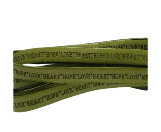 Real Flat Leather-10mm-Hope Love Heart style-Green