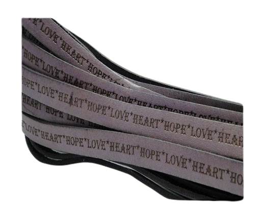 Real Flat Leather-10mm-Hope Love Heart style-Lila