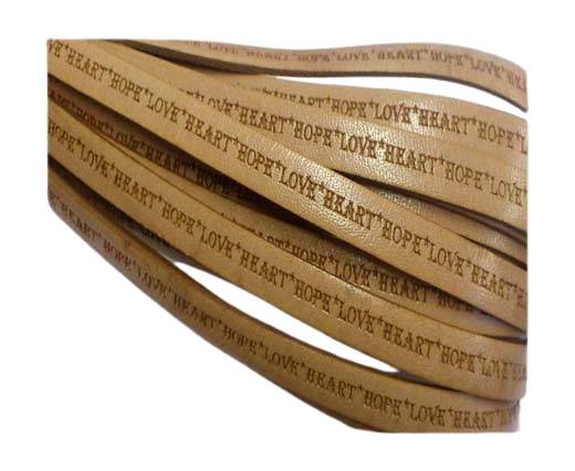 Real Flat Leather-10mm-Hope Love Heart style-Natural