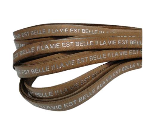 Real Flat Leather-LA VIE EST BELLE-Beige with Silver