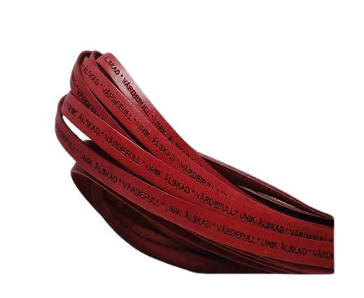 Real Flat Leather-LEV  SKRATTA  ÄLSKA * -Red Natural-10mm