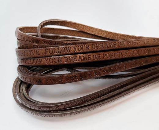 Real Flat Leather-5MM-Follow Your Dreams - Brown