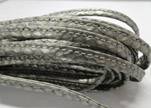 Real nappa leather stitched - 5mm - Snake Style - Silver