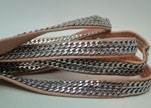 Real Nappa Leather Chain Stitched-10mm-Double-Pastel Pink