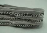 Real Nappa Leather Chain Stitched-10mm-Single-Grey