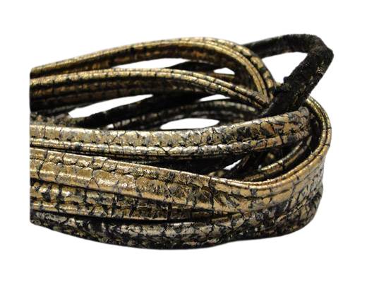 Real nappa leather stitched - 5mm - Snake Style - Gold