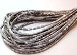 Round stitched nappa leather cord 3mm-Python Light Grey