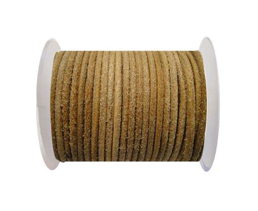 Round Leather Cord Oily Natural -4mm