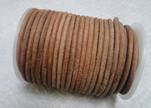 Round Leather Cord 4mm- Hairy Dark Natural
