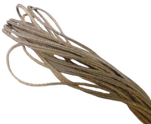 Round stitched nappa leather cord 2,5mm - Strobel Snake Lizard style beig