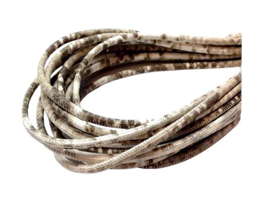 Round stitched nappa leather cord 3mm-Python Beige