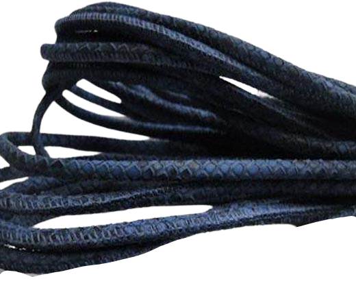 Round stitched nappa leather cord Blue -4mm