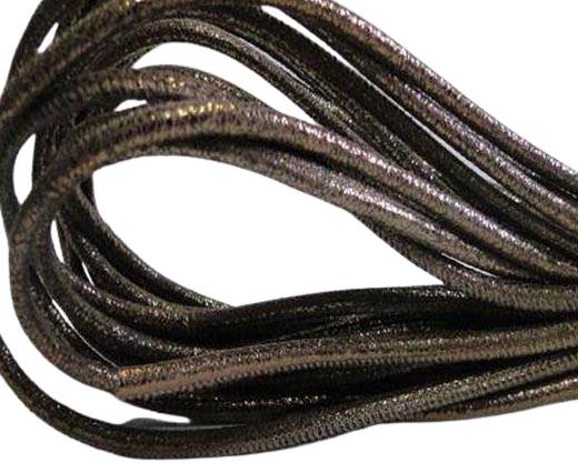 Round stitched nappa leather cord Crackled Bronze -4mm