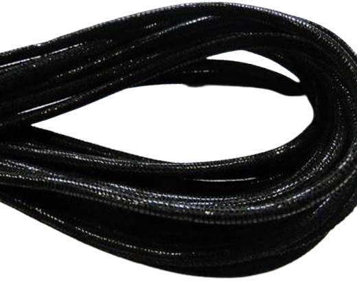 Round stitched nappa leather cord Lizard style-4mm-black + paillettes transparent