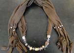 Scarf With Beads Style12-Brown