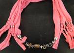 Scarf With Beads Style12-Pink