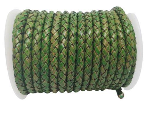 Round Braided Leather Cord SE/PB/01-Vintage Moss Green-6mm