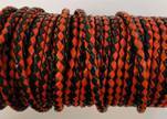Round Braided Leather Cord SE/B/22-Red-Black-6mm