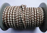 Round Braided Leather Cord SE/B/27-Brown-White - 5mm