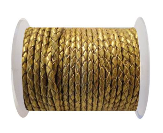 Round Braided Leather Cord SE/M/Golden - 5mm