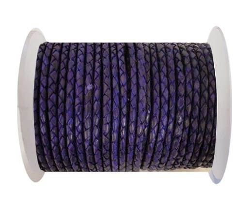 Round Braided Leather Cord SE/DB/Violet-5mm