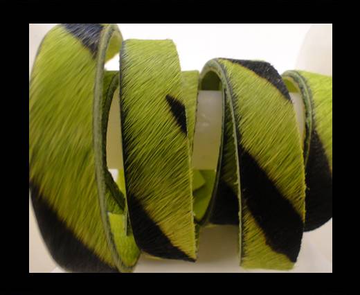 Hair-On-Flat Leather-Grass Green Zebra Print-10MM