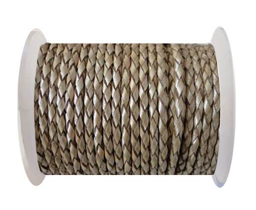 Round Braided Leather Cord SE/M/202-Metallic Topaz
