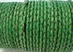 Round Braided Leather Cord SE/PB/01-Vintage Moss Green-6mm