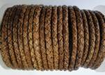 Round Braided Leather Cord SE/PB/04-Vintage Hazelnut - 6mm