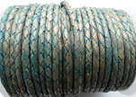 Round Braided Leather Cord SE/PB/08-Vintage Sea Blue - 4mm