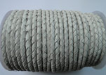 Round Braided Leather Cord SE/B/05-White - 8mm