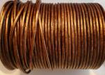Round Leather Cord SE/R/Metallic Copper - 3mm