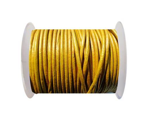 Round Leather Cord SE/R/Metallic Yellow - 3mm
