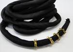 Real silk cords with inserts - 8 mm -  Black
