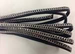 Stainless steel chain on leather-style 14-5mm-dark blue
