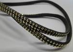 Suede Cord With Gold Shiny Studs-5mm-Dark Grey