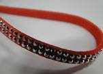 Suede Cord with Silver Shiny Studs -5mm-Watermelon Red