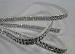 Suede Cord with Silver Shiny Studs-5mm-White