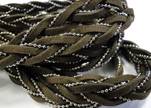 Suede cords with chains-10mm-coffee