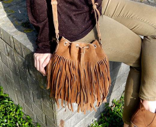 SuedeBag2 Fringes Sac Suede Camel