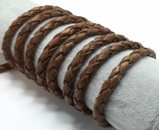6mm thick Round Braided Leather Cord - Tan