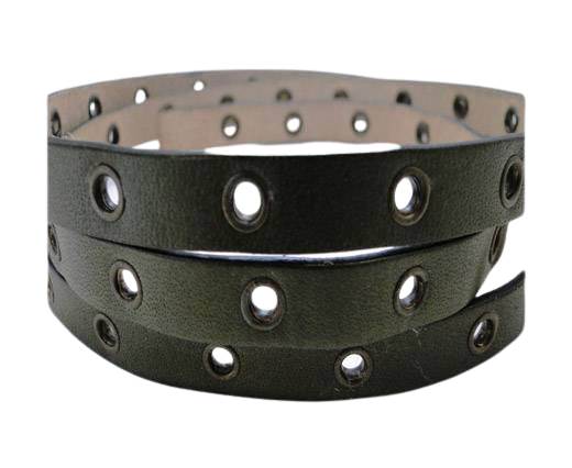 Vegetable tanned leather with hollow rivets - 10MM-SE-Grey