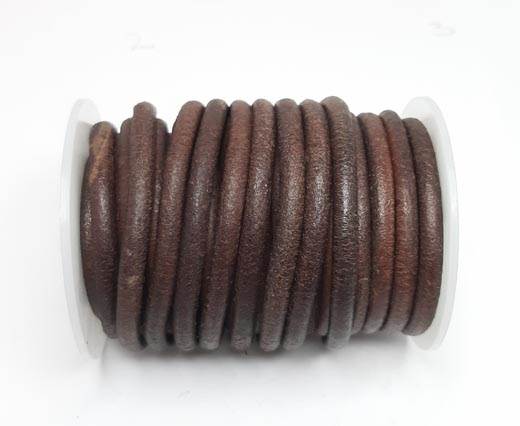 Round Leather Cords - 5mm - Vintage Cognac (V_008)