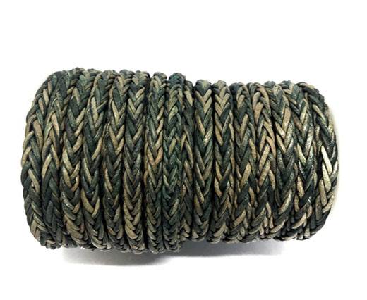 Square Braided Bolo Leather Cords-4mm-Vintage Green