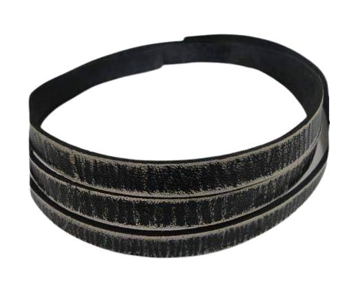Vintage Style Flat Leather - 10mm-black stripes
