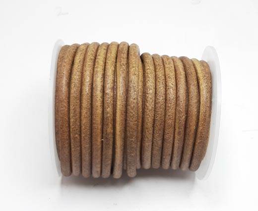 Round Leather Cords - 5mm - Vintage Tan (V_007)